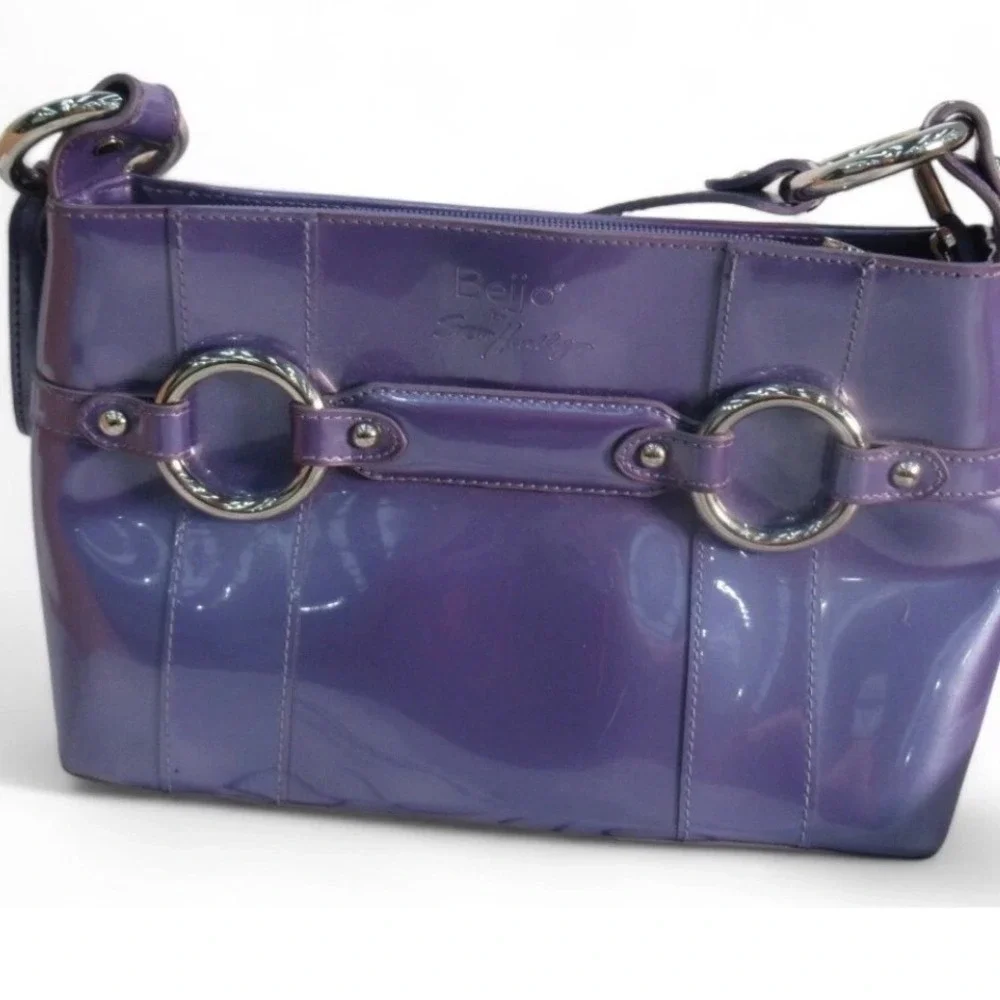 Beijo by Susan Handley Vintage Retro Purple Patent Shoulder Bag Y2K Purse
